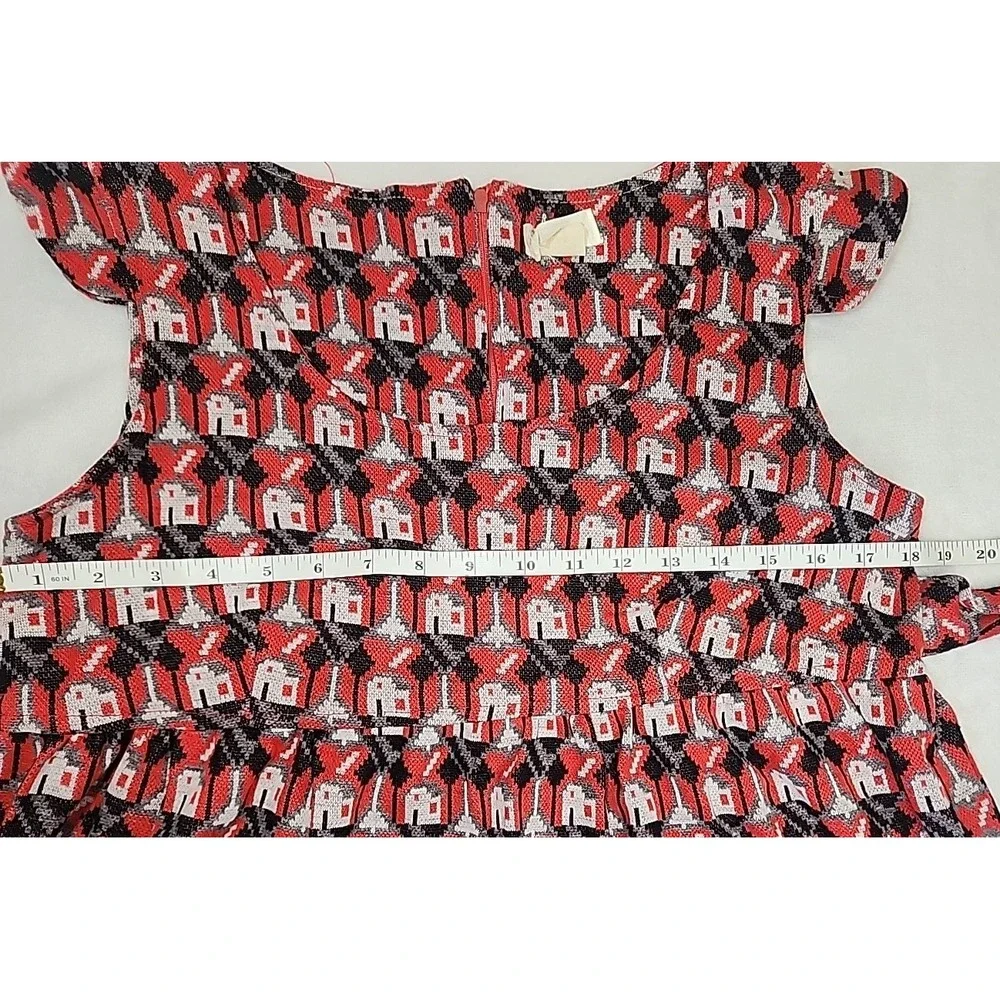 Vintage MOTHERHOOD Knit House Print Red Maternity Maxi‎ Dress SIZE M Acrylic